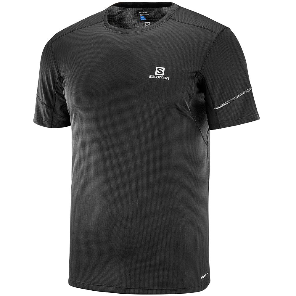 Salomon AGILE SS M Camisetas Hombre - Negras - Colombia (94526-FNIC)